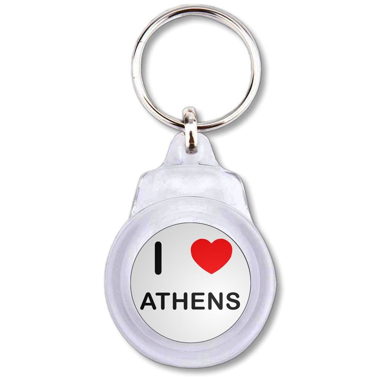 I Love Athens - Round Plastic Key Ring