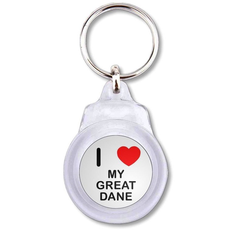 I Love My Great Dane - Round Plastic Key Ring