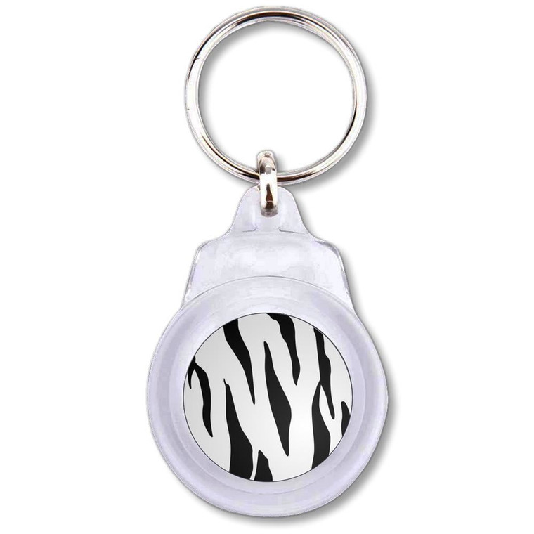 Zebra Print - Round Plastic Key Ring