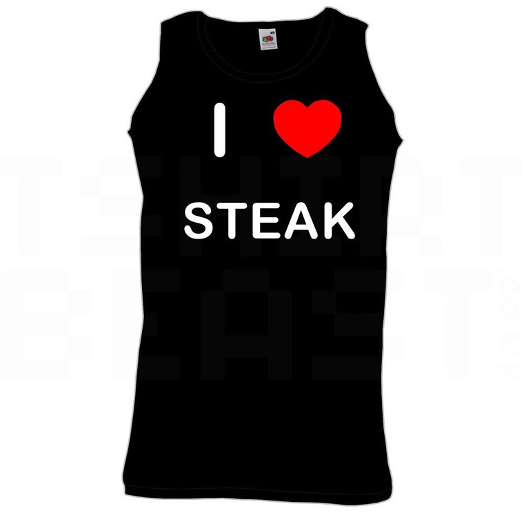 I Love Heart Steak - Quality Printed Cotton Gym Vest