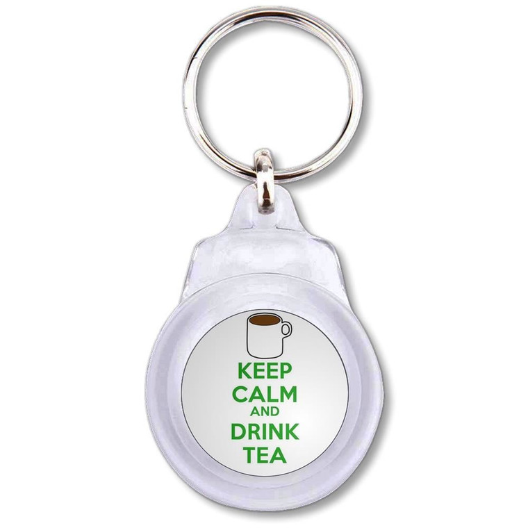 Keep Calm and Drink Tea - Round Plastic Key Ring