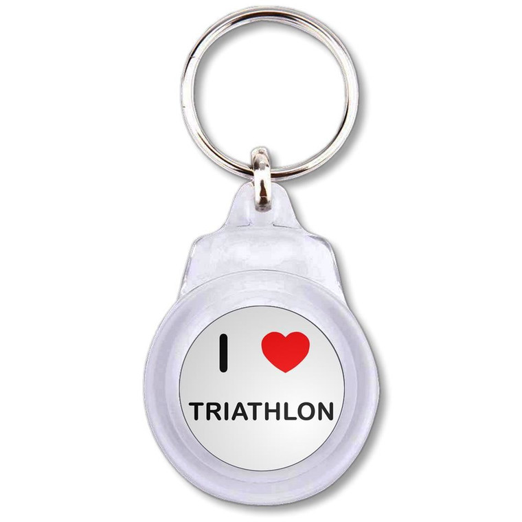 I Love Triathlon - Round Plastic Key Ring