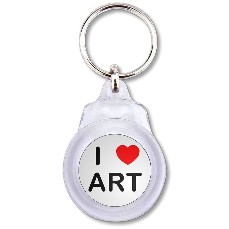 I love Art - Round Plastic Key Ring