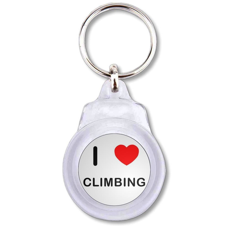 I Love Climbing - Round Plastic Key Ring