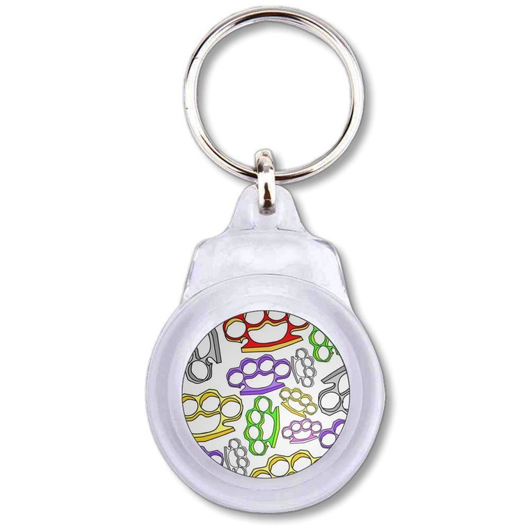 Knuckle Duster Pattern - Round Plastic Key Ring
