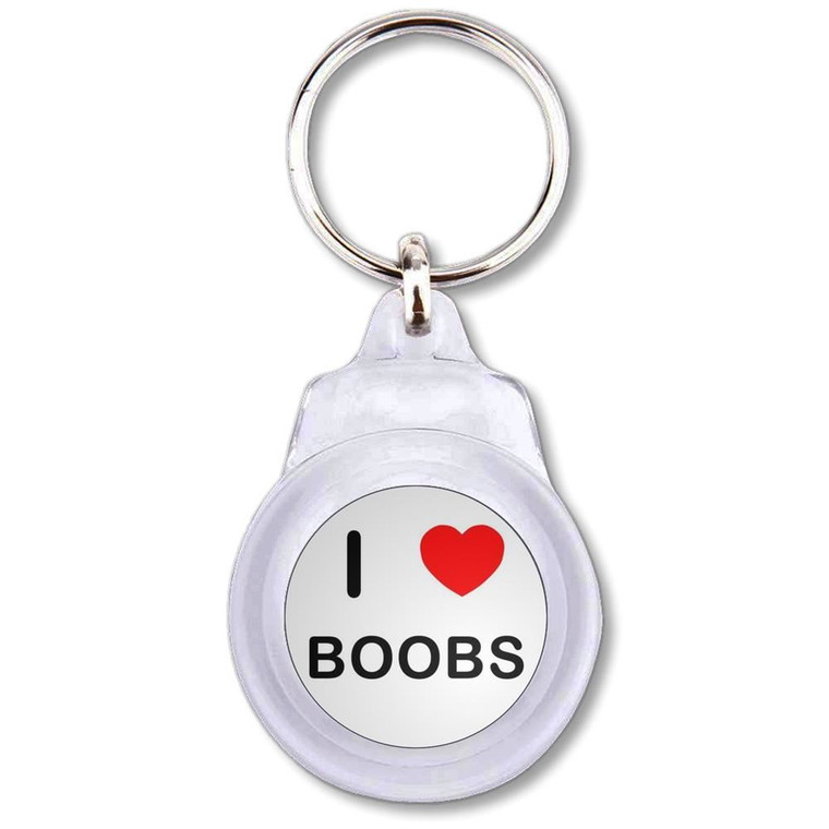 I Love Boobs - Round Plastic Key Ring