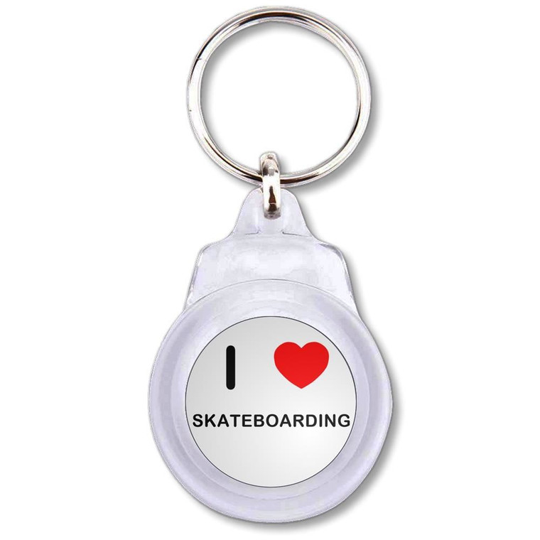 I love Skateboarding - Round Plastic Key Ring