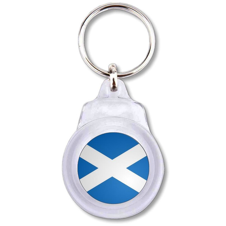 Scotland Flag - Round Plastic Key Ring
