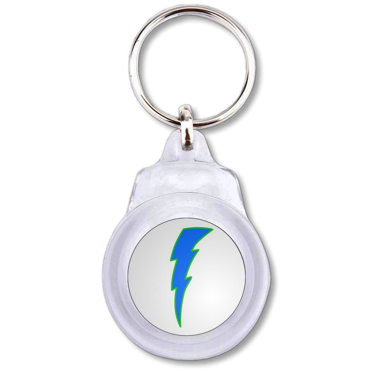 Lightning Bolt Blue - Round Plastic Key Ring