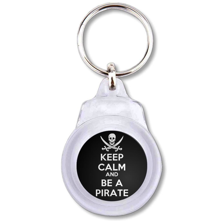 Keep Calm and Be A Pirate - Round Plastic Key Ring