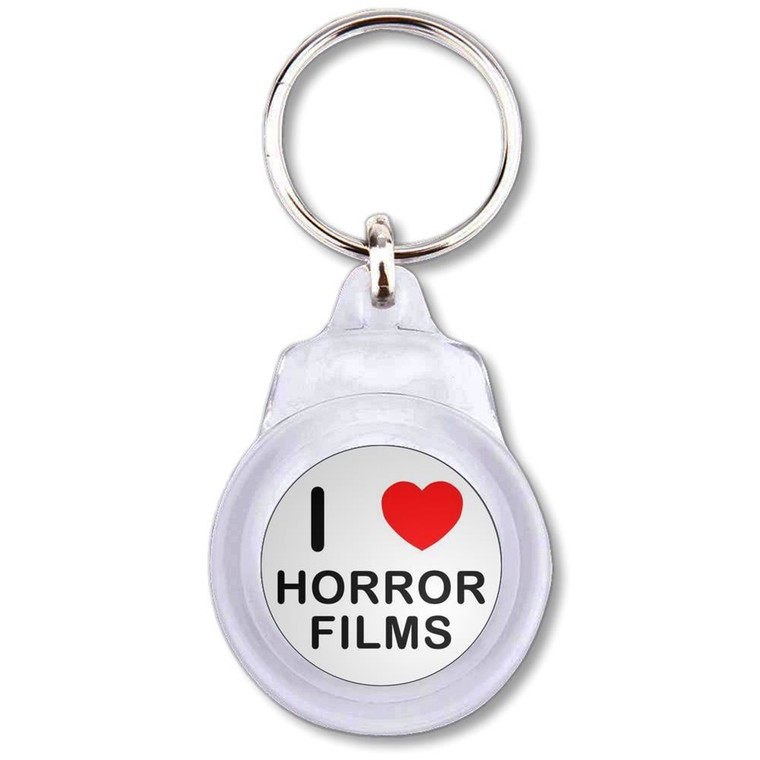 I Love Horror Films - Round Plastic Key Ring