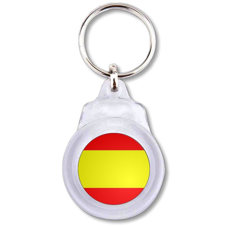 Spain Flag - Round Plastic Key Ring