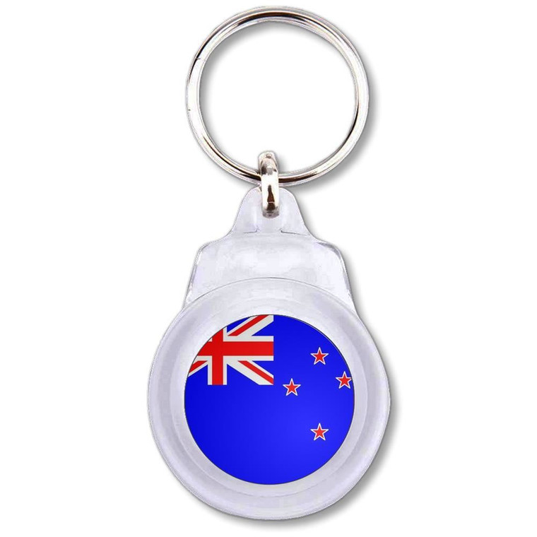 New Zealand Flag - Round Plastic Key Ring