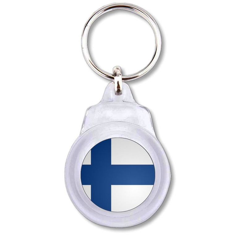 Finland Flag - Round Plastic Key Ring