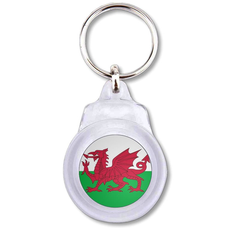 Wales Flag - Round Plastic Key Ring