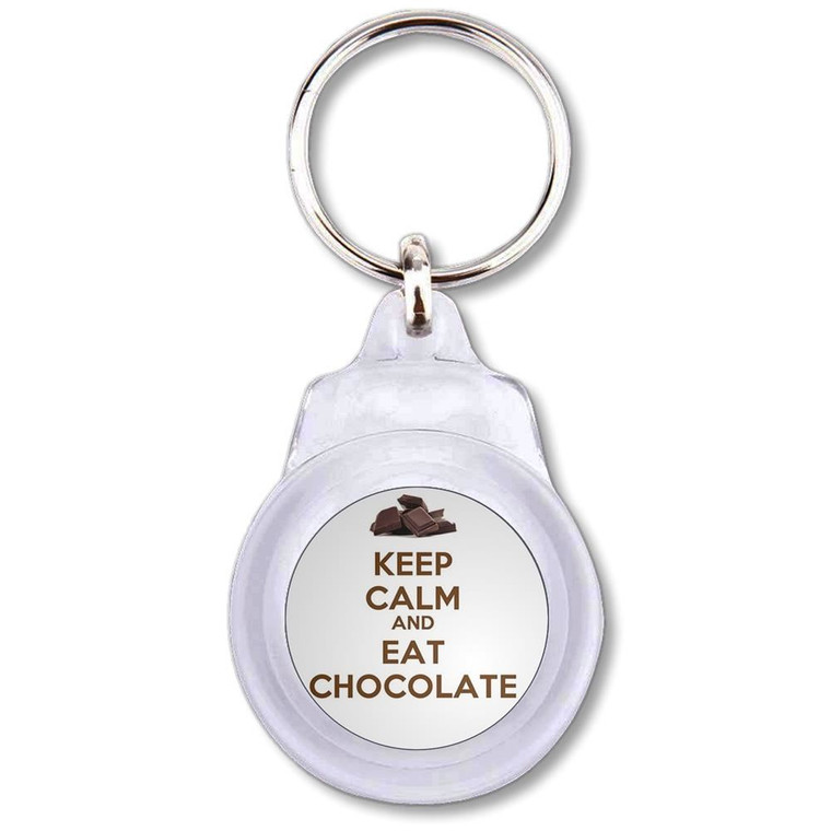 Keep Calm and Eat Chocolate - Round Plastic Key Ring