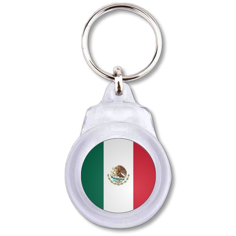 Mexico Flag - Round Plastic Key Ring