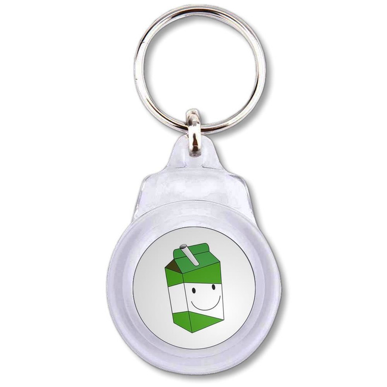 Apple Juice Carton - Round Plastic Key Ring