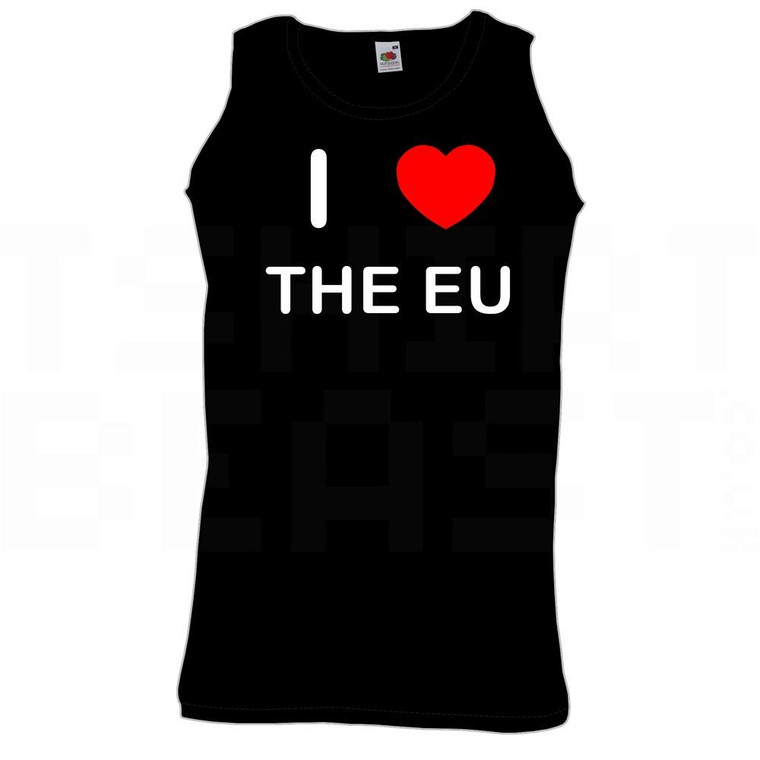 I Love Heart The Eu - Quality Printed Cotton Gym Vest