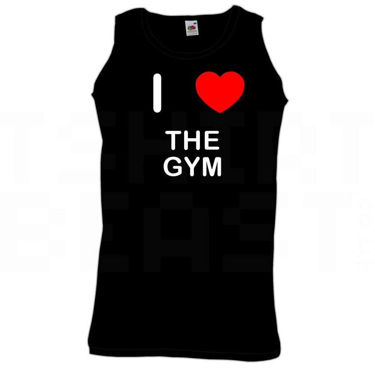 I Love Heart The Gym - Quality Printed Cotton Gym Vest