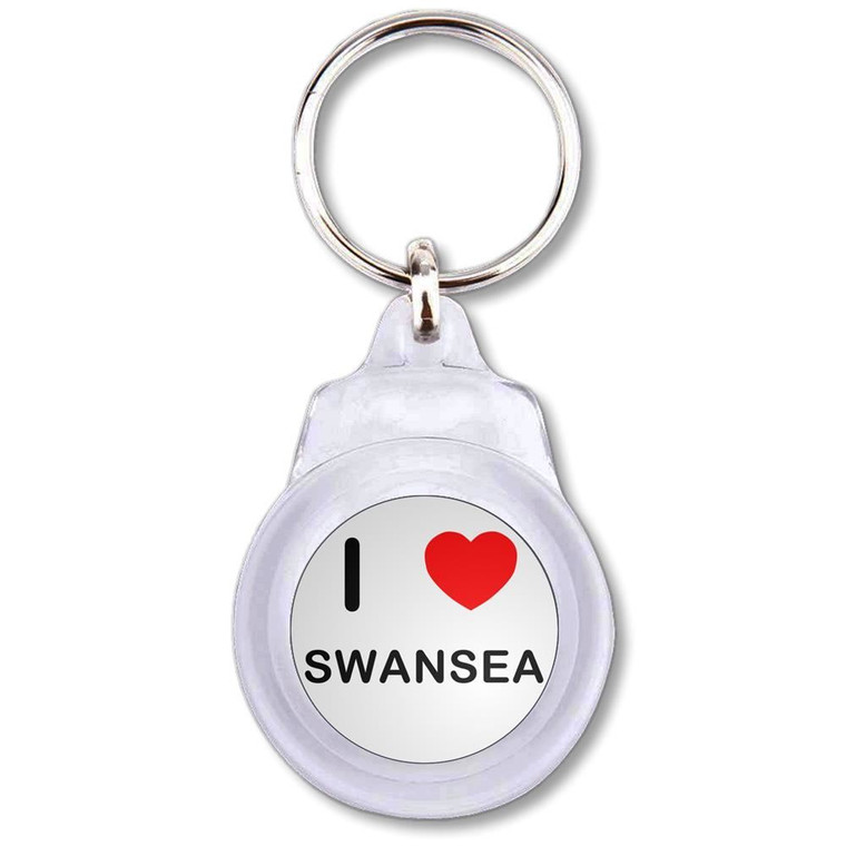 I Love Swansea - Round Plastic Key Ring