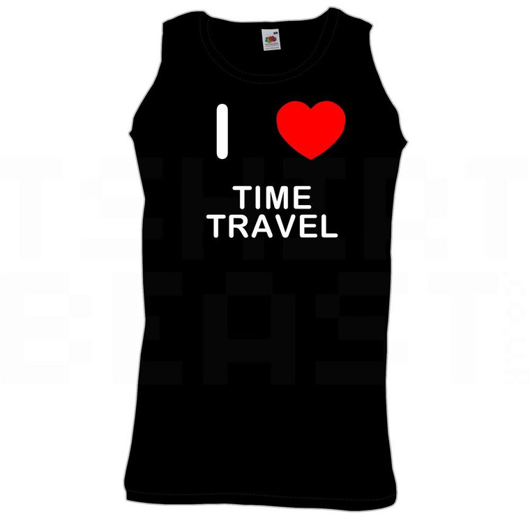 I Love Heart Time Travel - Quality Printed Cotton Gym Vest