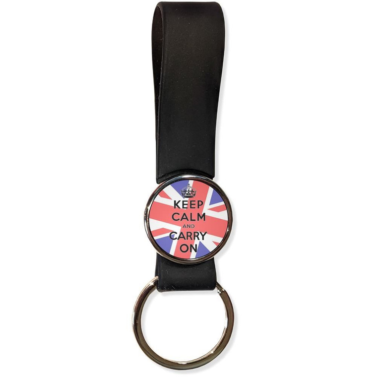 UK Keep Calm and Carry On - Silicone Loop Key Ring