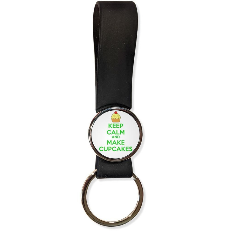 Keep Calm and Make Cupcakes - Silicone Loop Key Ring