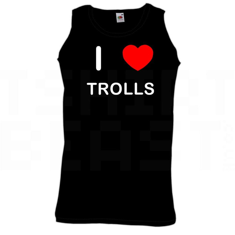 I Love Heart Trolls - Quality Printed Cotton Gym Vest