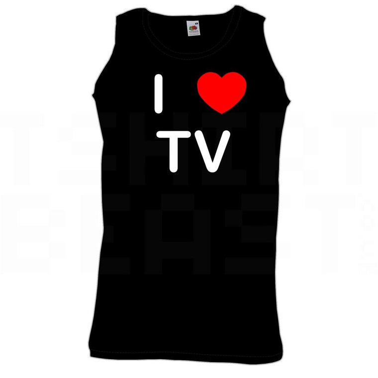 I Love Heart TV - Quality Printed Cotton Gym Vest
