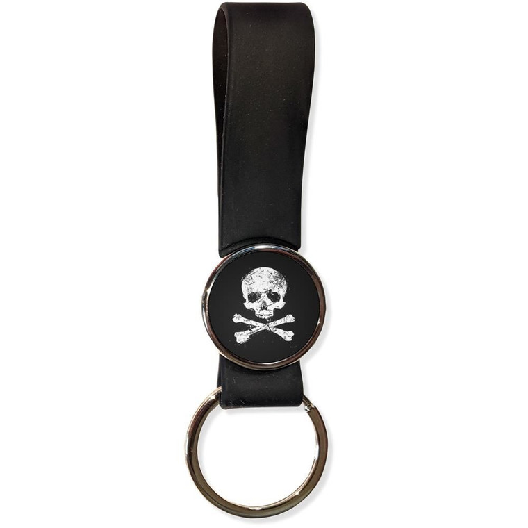 Distressed Skull and Crossbones - Silicone Loop Key Ring