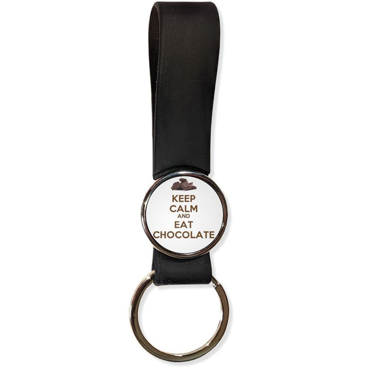 Keep Calm and Eat Chocolate - Silicone Loop Key Ring