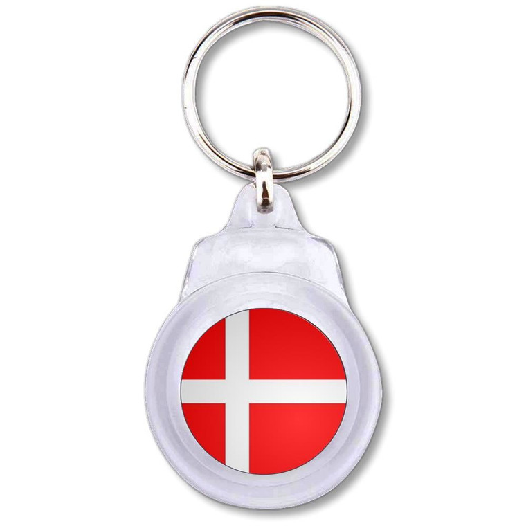 Denmark Flag - Round Plastic Key Ring