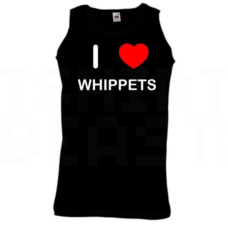 I Love Heart Whippets - Quality Printed Cotton Gym Vest