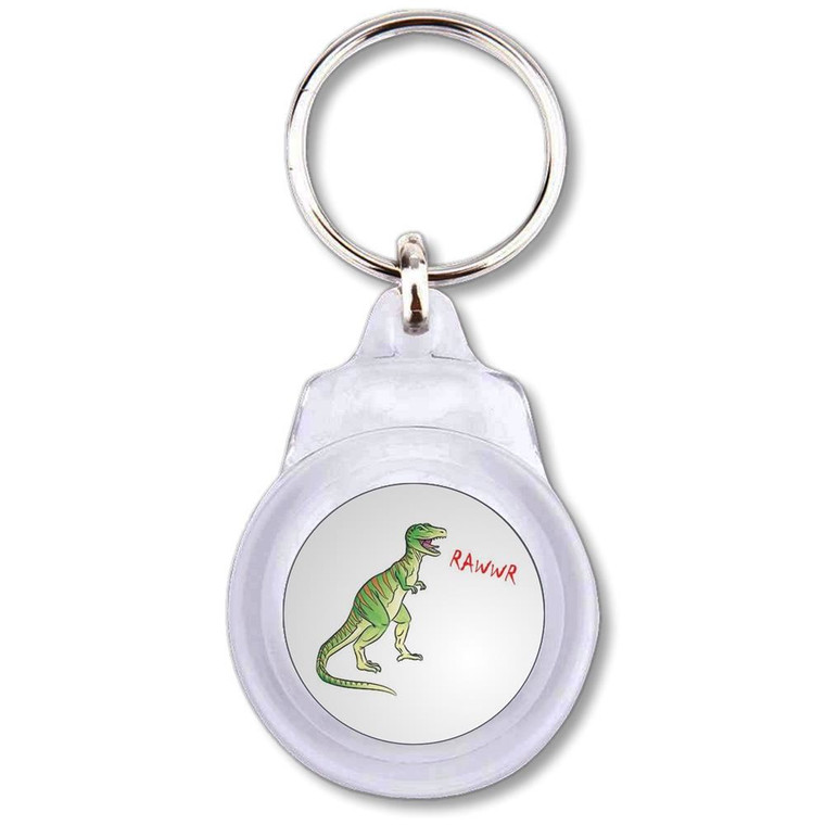 Dinosaur Rawwr! - Round Plastic Key Ring