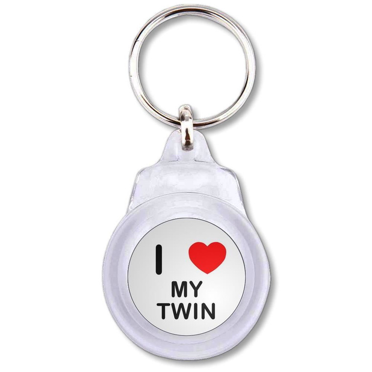 I Love My Twin - Round Plastic Key Ring