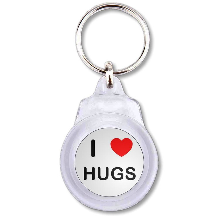 I Love Hugs - Round Plastic Key Ring