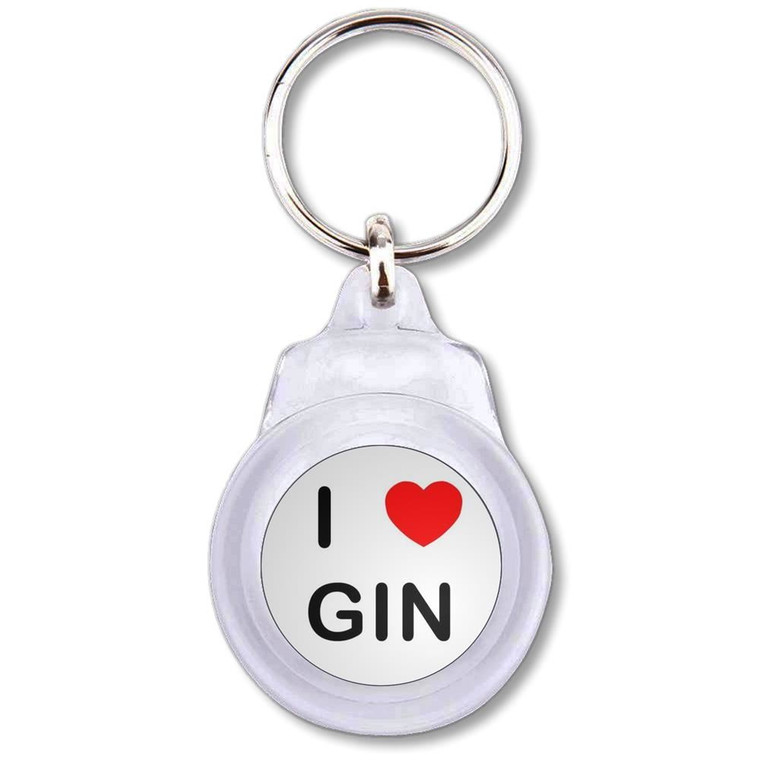 I Love Gin - Round Plastic Key Ring