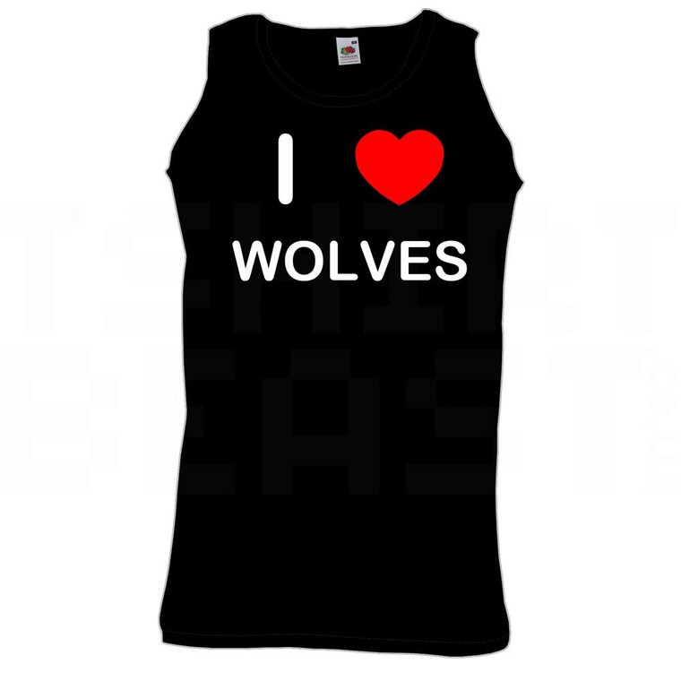 I Love Heart Wolves - Quality Printed Cotton Gym Vest