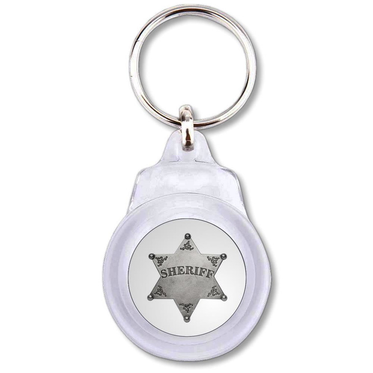 Sheriff Badge - Round Plastic Key Ring