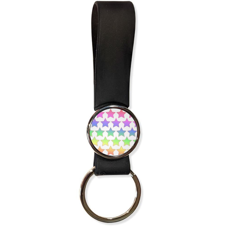 Rainbow Star Pattern - Silicone Loop Key Ring