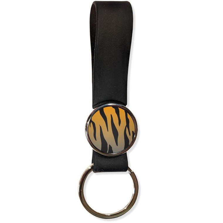 Tiger Print Pattern - Silicone Loop Key Ring