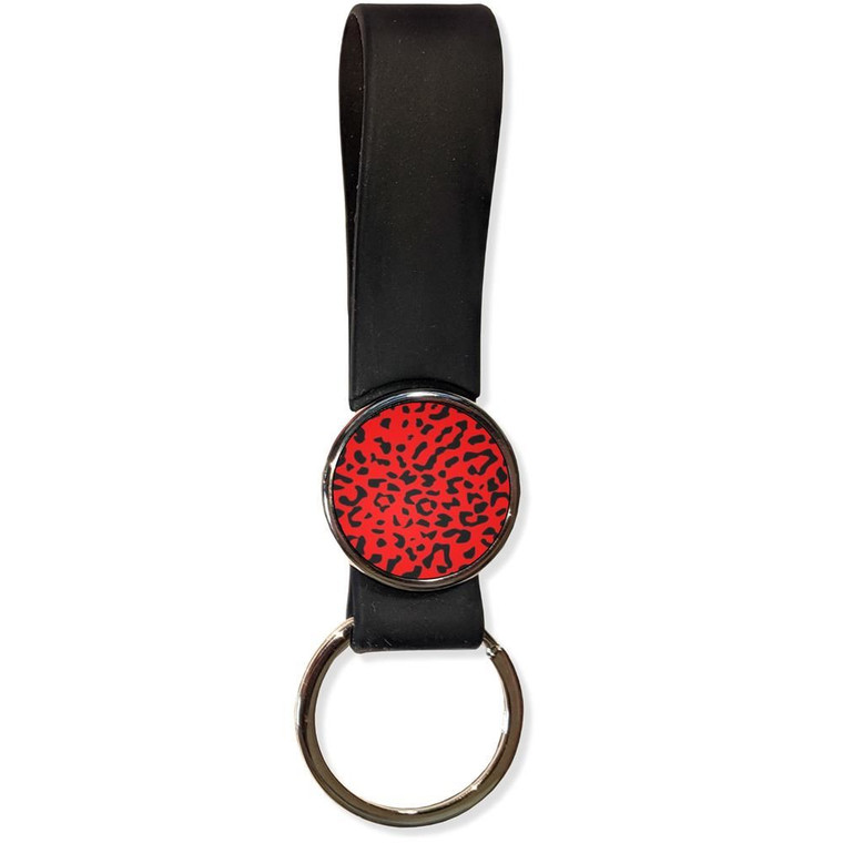 Red Leopard Print - Silicone Loop Key Ring