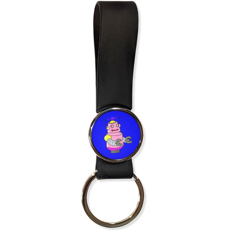 Blue Girl Robot - Silicone Loop Key Ring