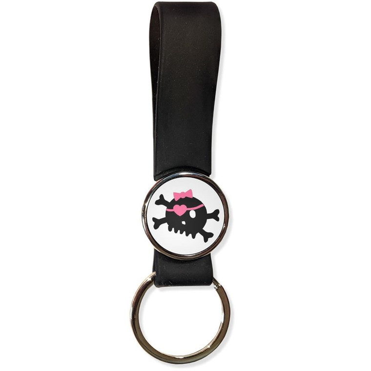 White Skull with Bow - Silicone Loop Key Ring