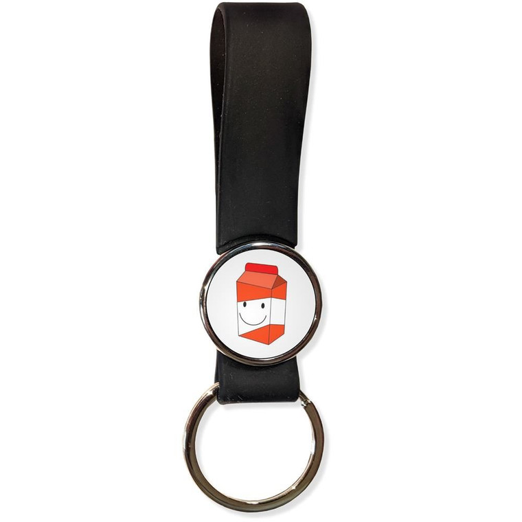 Orange Juice Carton - Silicone Loop Key Ring
