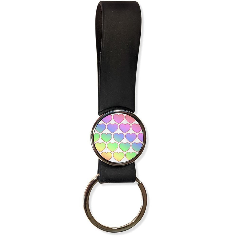 Rainbow Heart Pattern - Silicone Loop Key Ring