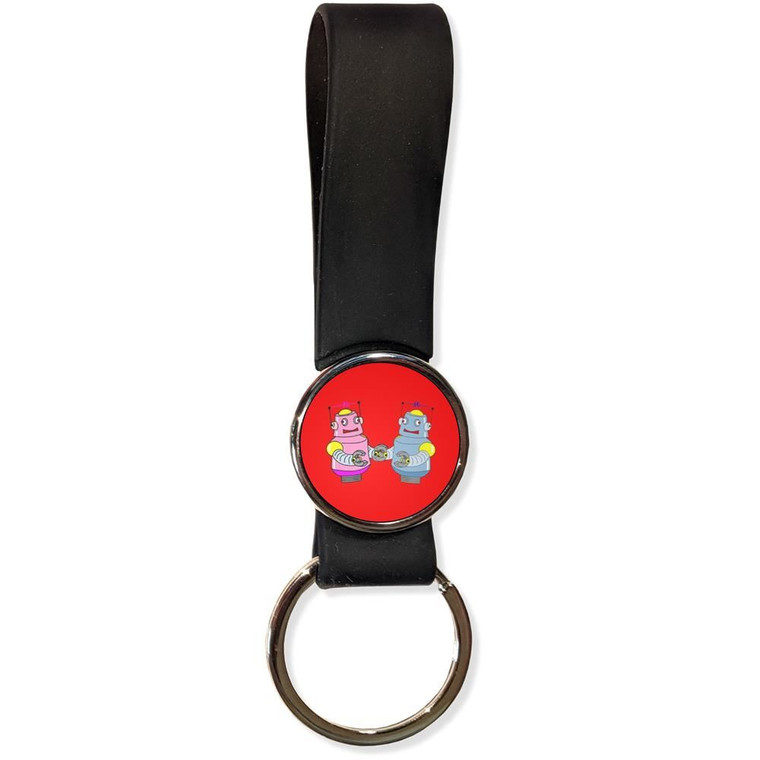 Red Robot Couple - Silicone Loop Key Ring