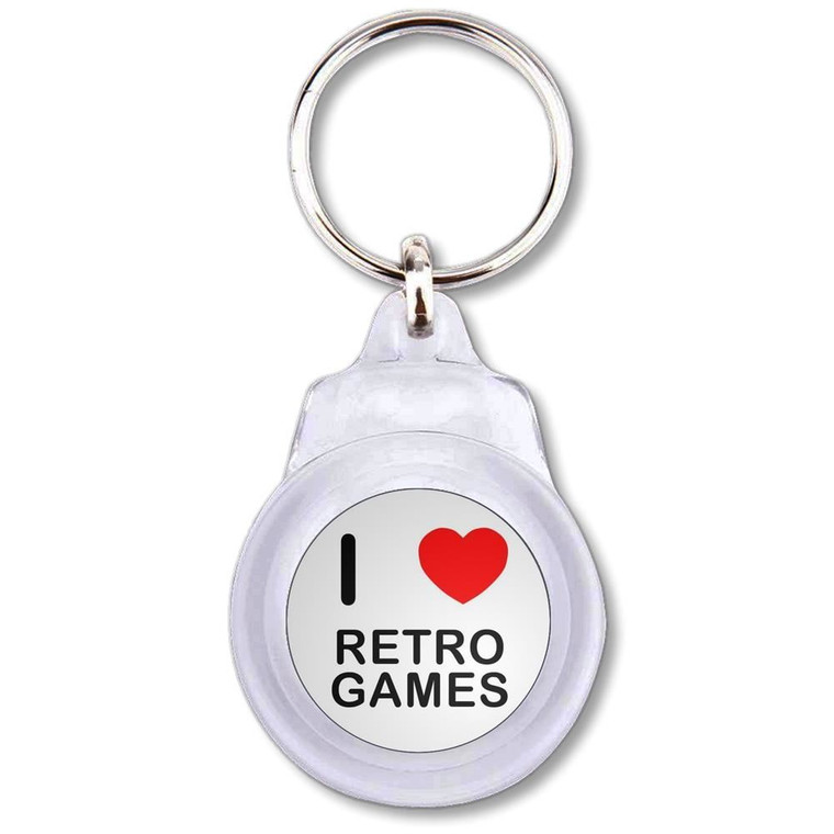 I Love Retro Games - Round Plastic Key Ring