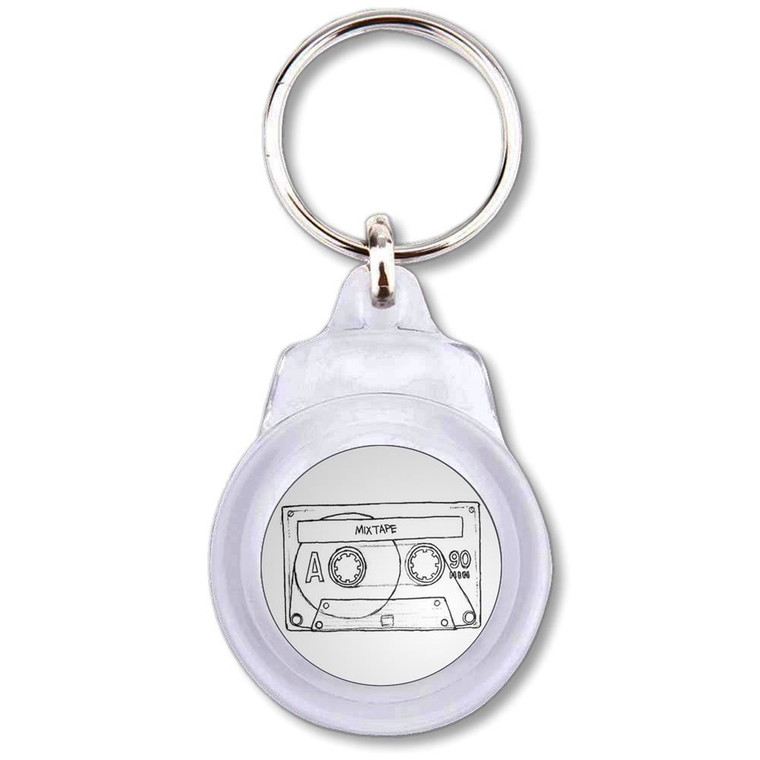 Cassette Tape - Round Plastic Key Ring